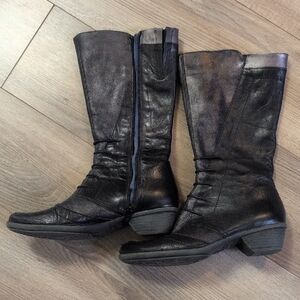 Dorking Super Soft Black Leather Mid-Calf Boot